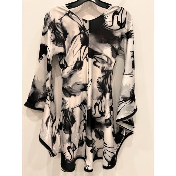 Sohung Designs Circle Cutout Zipper Trim Tunic Dress XS Black White Avant Garde - Picture 8 of 9